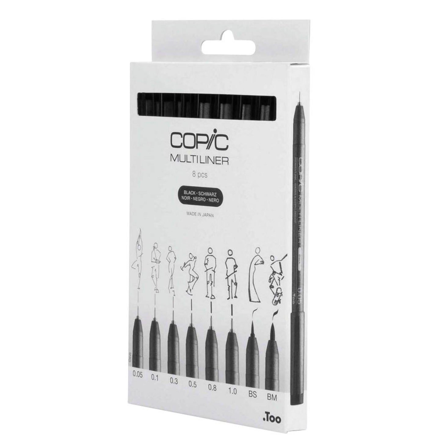 COPIC® Multiliner Fineliner schwarz 0.05 + 0.1 + 0.3 + 0.5 + 0.8 + 1.0 + BS + BM mm | 2207510 | 1 Pack = 8 St.