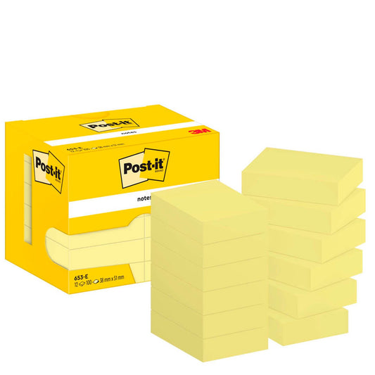 Post-it® Haftnotizen 653 gelb, 12 Blöcke | 7100290163 | 1 Pack = 12 Blöcke