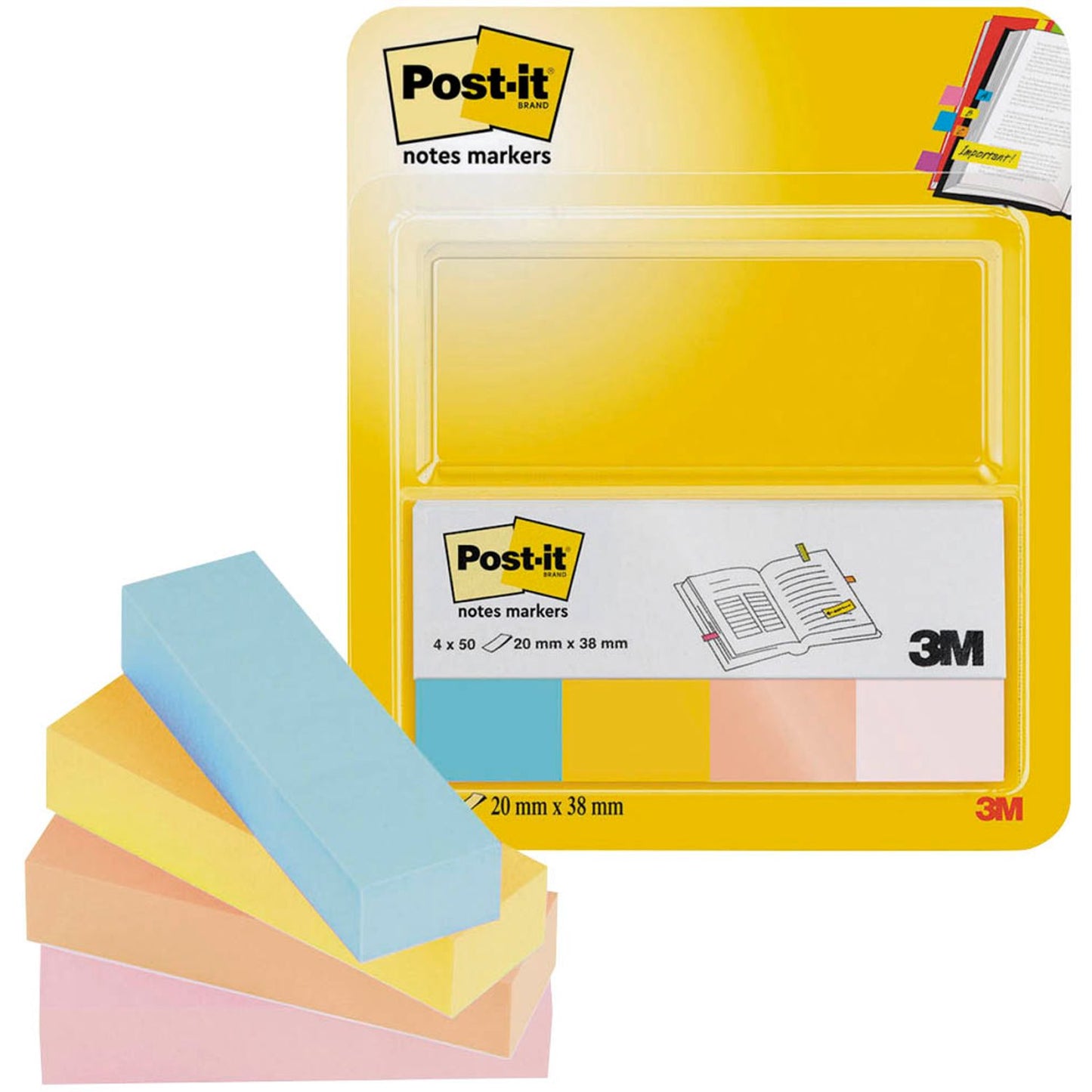 Post-it® Notes Markers Haftmarker farbsortiert 4x 50 Streifen | 670-4U | 1 Pack = 4x 50 Streifen