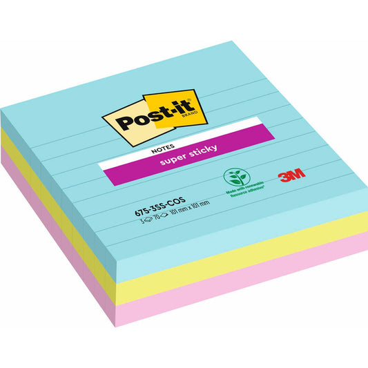Post-it® Super Sticky Miami Haftnotizen extrastark farbsortiert, 3 Blöcke | 7100234643 | 1 Pack = 3 Blöcke