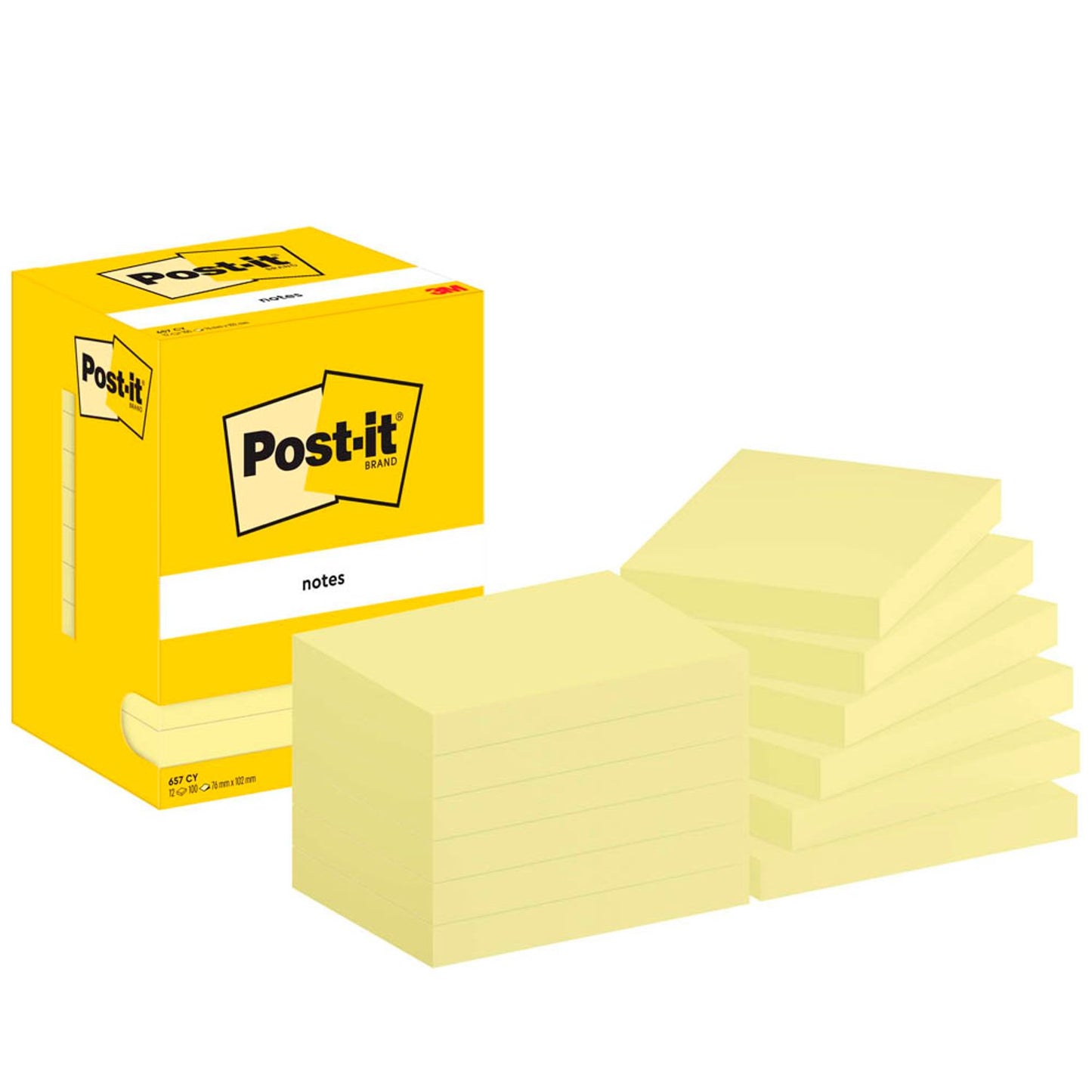Post-it® Haftnotizen 657 gelb, 12 Blöcke | 7100290168 | 1 Pack = 12 Blöcke
