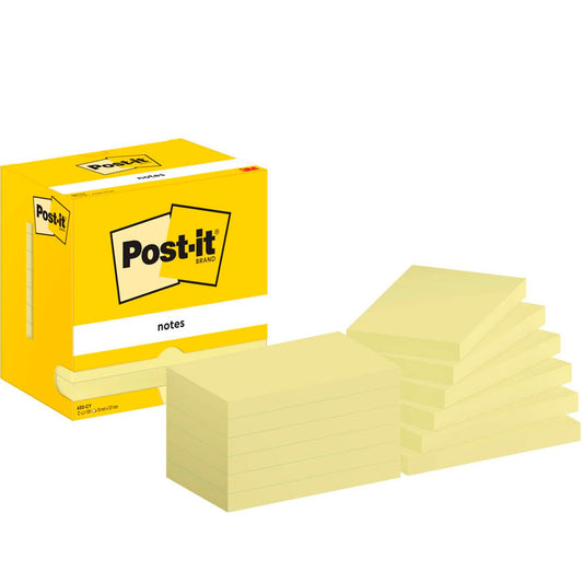 Post-it® Haftnotizen 655-CY gelb, 12 Blöcke | 7100290165 | 1 Pack = 12 Blöcke