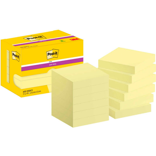 Post-it® Super Sticky Haftnotizen extrastark 62212SY gelb, 12 Blöcke | 7100290190 | 1 Pack = 12 Blöcke