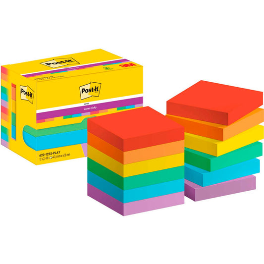 Post-it® Playful Haftnotizen extrastark farbsortiert, 12 Blöcke | 7100290166 | 1 Pack = 12 Blöcke