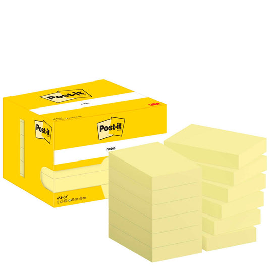 Post-it® Haftnotizen 656 gelb, 12 Blöcke | 7100290170 | 1 Pack = 12 Blöcke