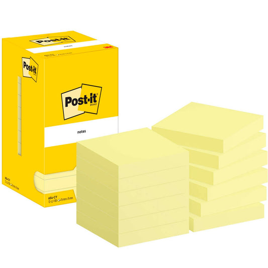 Post-it® Haftnotizen 654 gelb, 12 Blöcke | 7100290160 | 1 Pack = 12 Blöcke