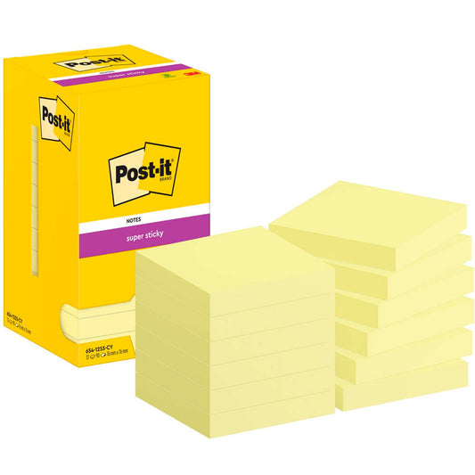 Post-it® Super Sticky Notes Haftnotizen extrastark 65412SY gelb, 12 Blöcke | 7100290155 | 1 Pack = 12 Blöcke