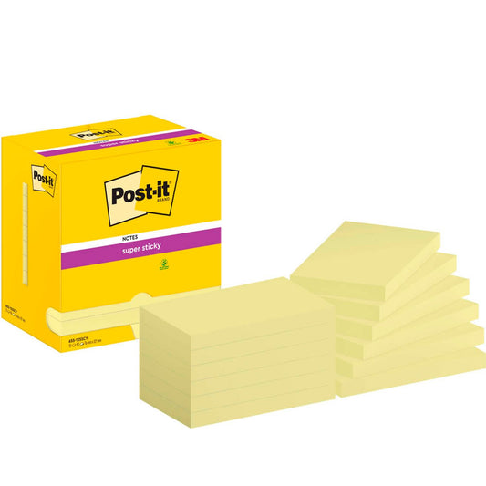 Post-it® Super Sticky Haftnotizen extrastark 65512SY gelb, 12 Blöcke | 7100290175 | 1 Pack = 12 Blöcke