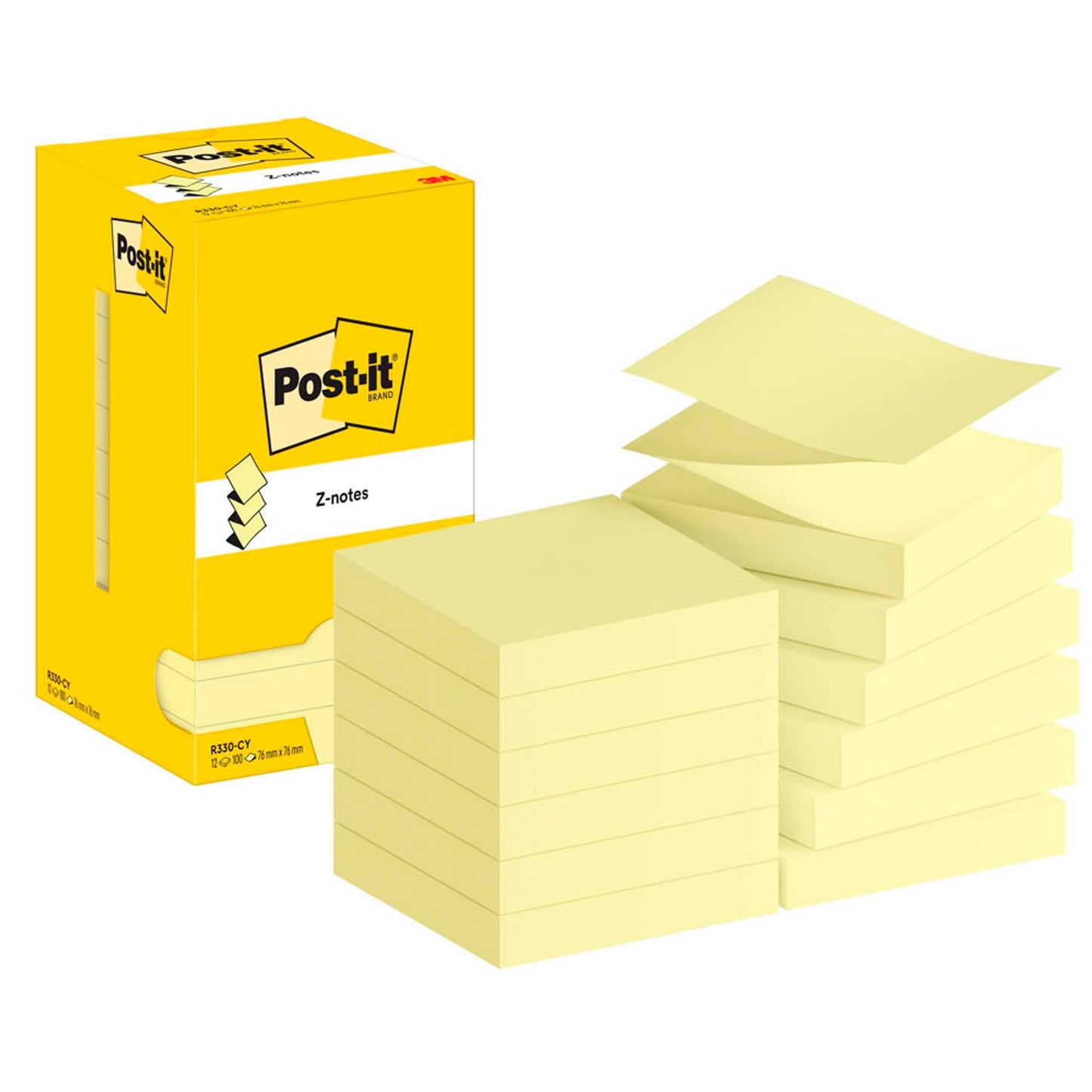 Post-it® Z-Notes Haftnotizen R330 gelb, 12 Blöcke | 7100290167 | 1 Pack = 12 Blöcke