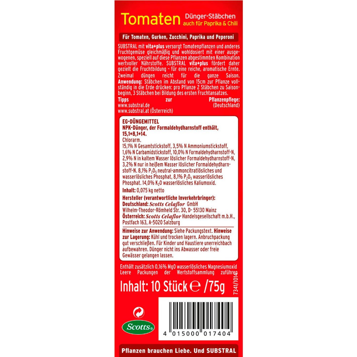 SUBSTRAL® Tomaten Düngerstäbchen | 7341