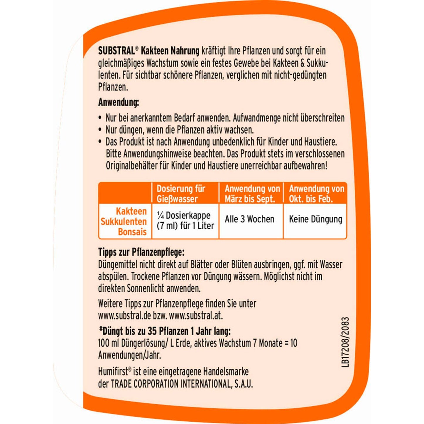 SUBSTRAL® Kakteen-Nahrung Kakteendünger 250,0 ml | 73950