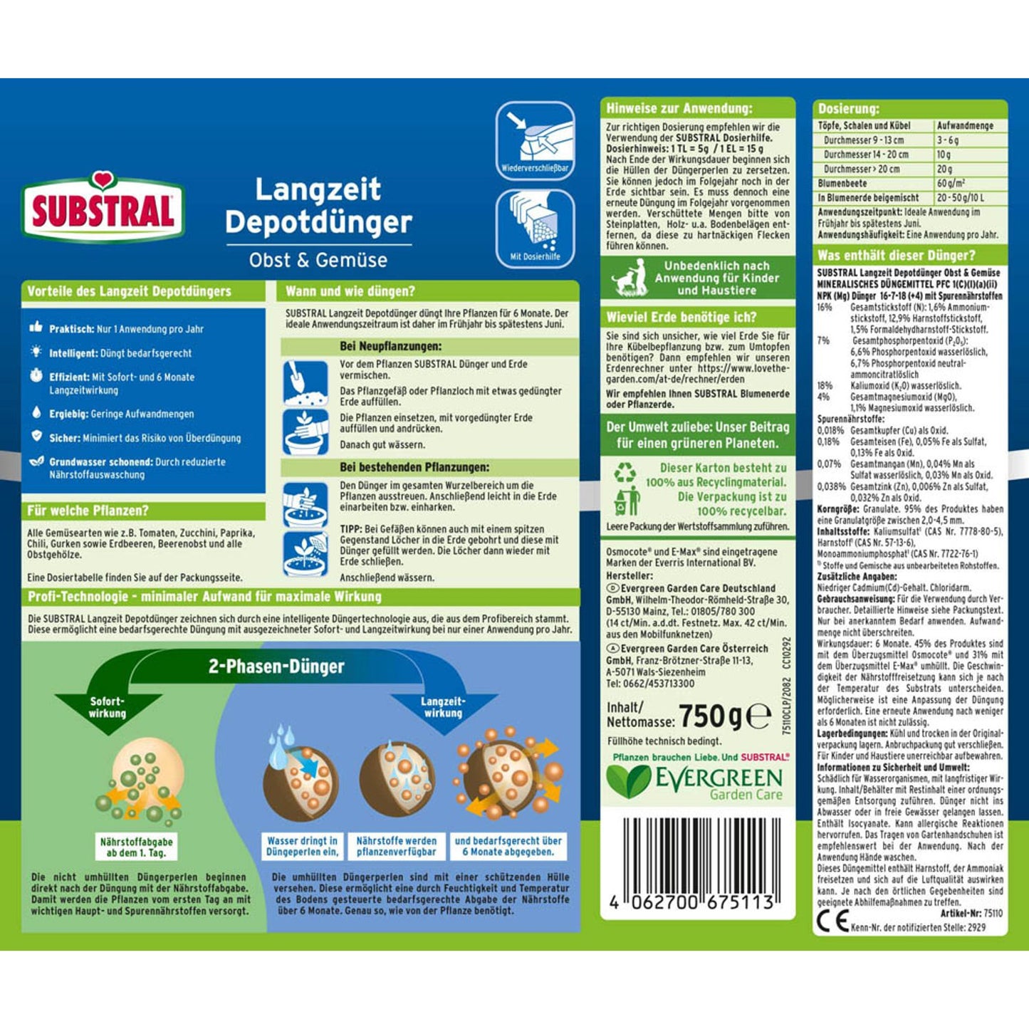 SUBSTRAL® Langzeit Obst- & Gemüsedünger 750,0 g | 75110