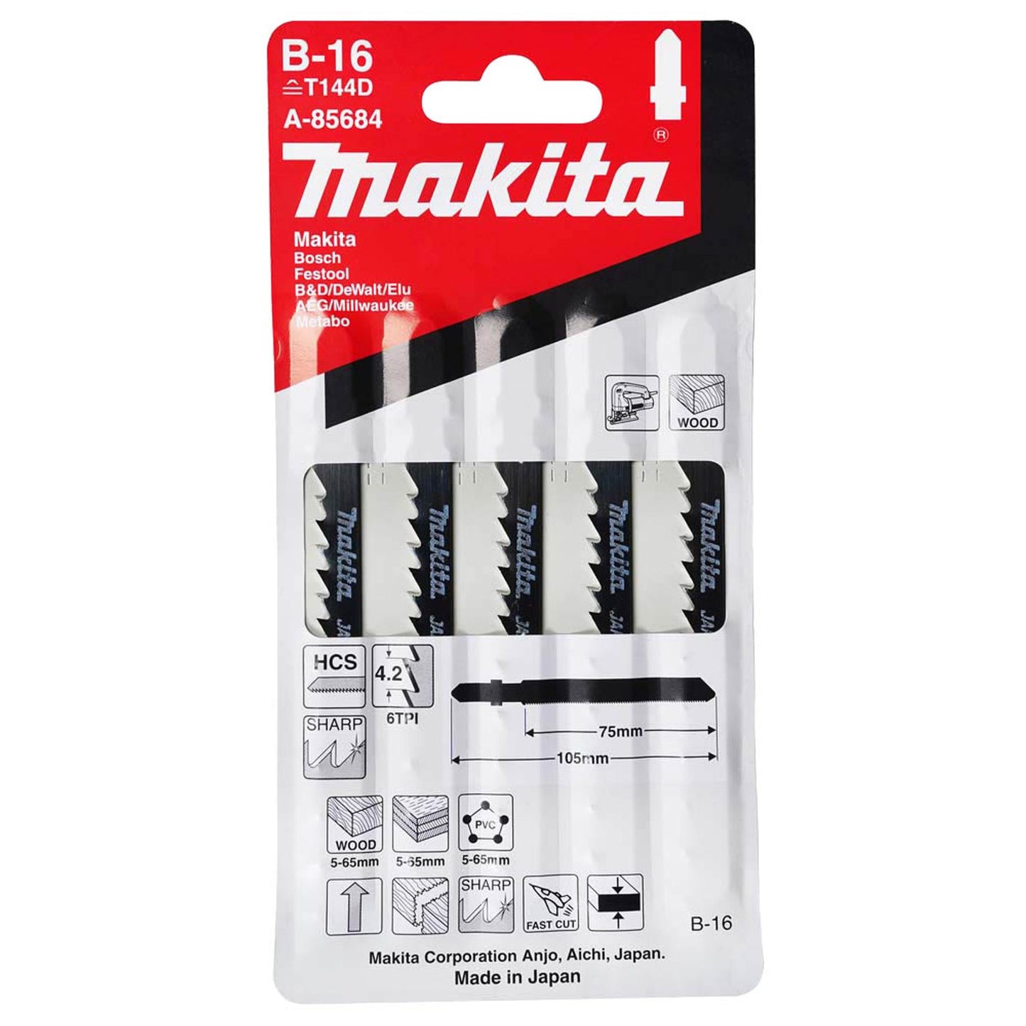 makita Stichsägeblätter | A-85684 | 1 Pack = 5 St.