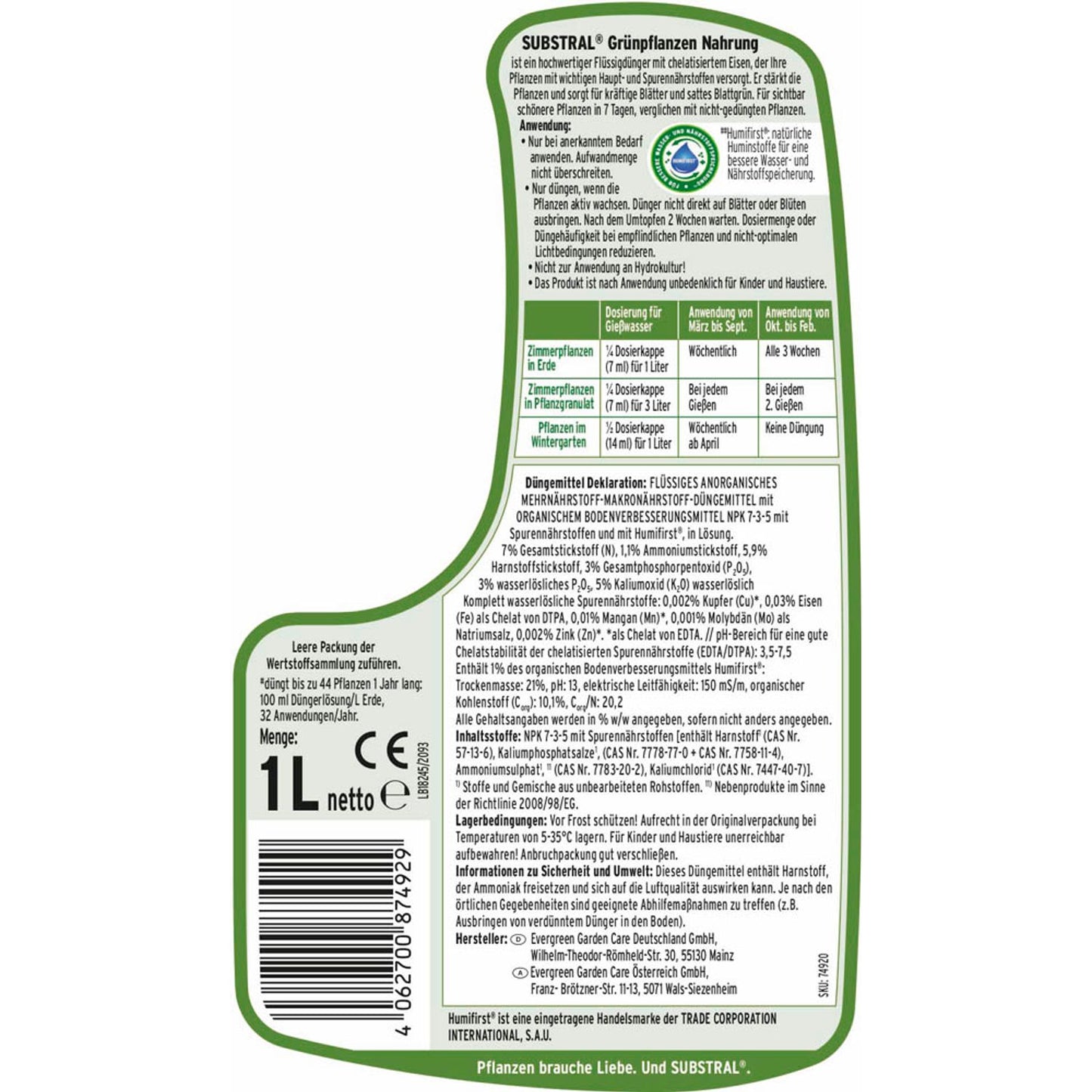 SUBSTRAL® Grünpflanzendünger 1000 ml | 74920