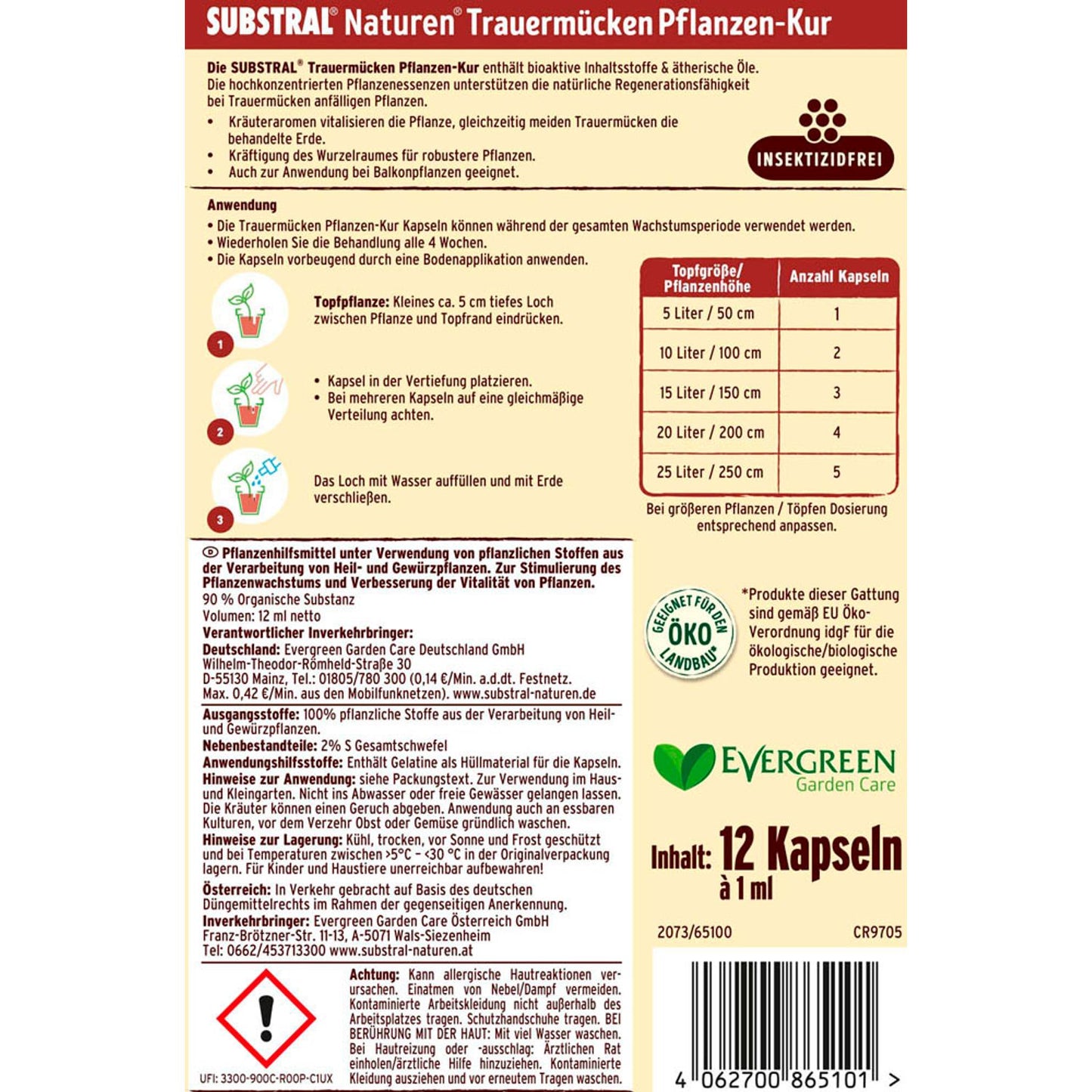 SUBSTRAL® Naturen® Trauermücke Zimmerpflanzenkur 12 x á 1,0 ml | 65100 | 1 Pack = 12 St.