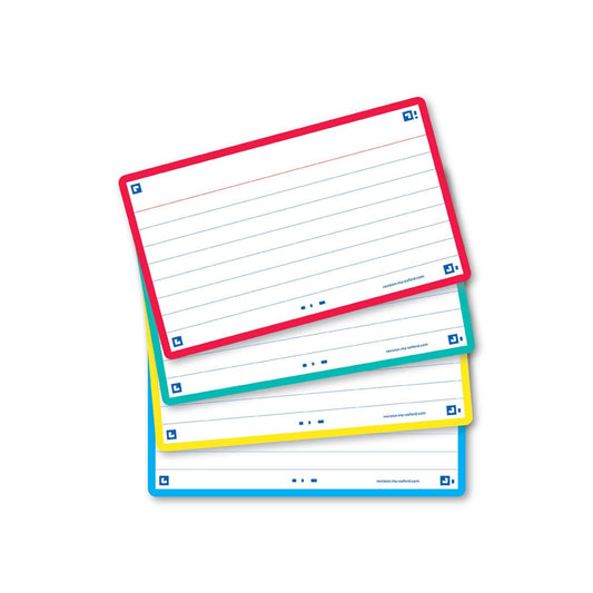 OXFORD Karteikarten FLASH 2.0 DIN A7 gelb, rot, türkis, mint liniert | 400137329 | 1 Pack = 80 St.