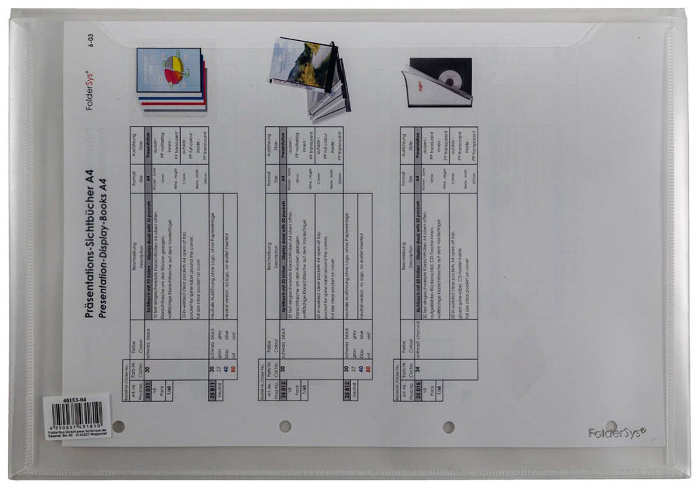 FolderSys Dokumententasche transparent glatt 0,20 mm
