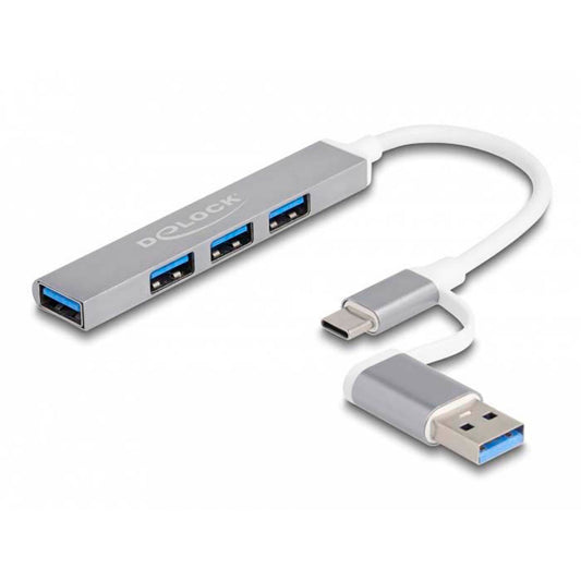 DeLOCK USB-Hub 4-fach silber | 64214