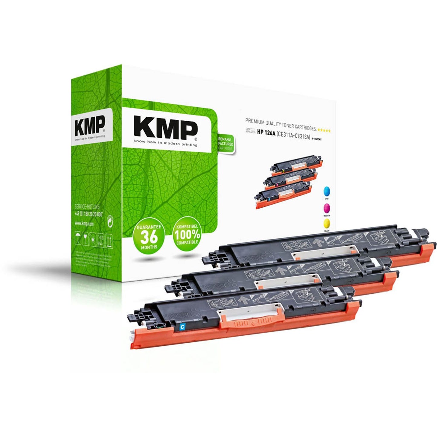 KMP H-T149CMY cyan, magenta, gelb Toner kompatibel zu HP 126A (CF341A), 3er-Set | 1226,0030 | 1 Pack = 3 St.