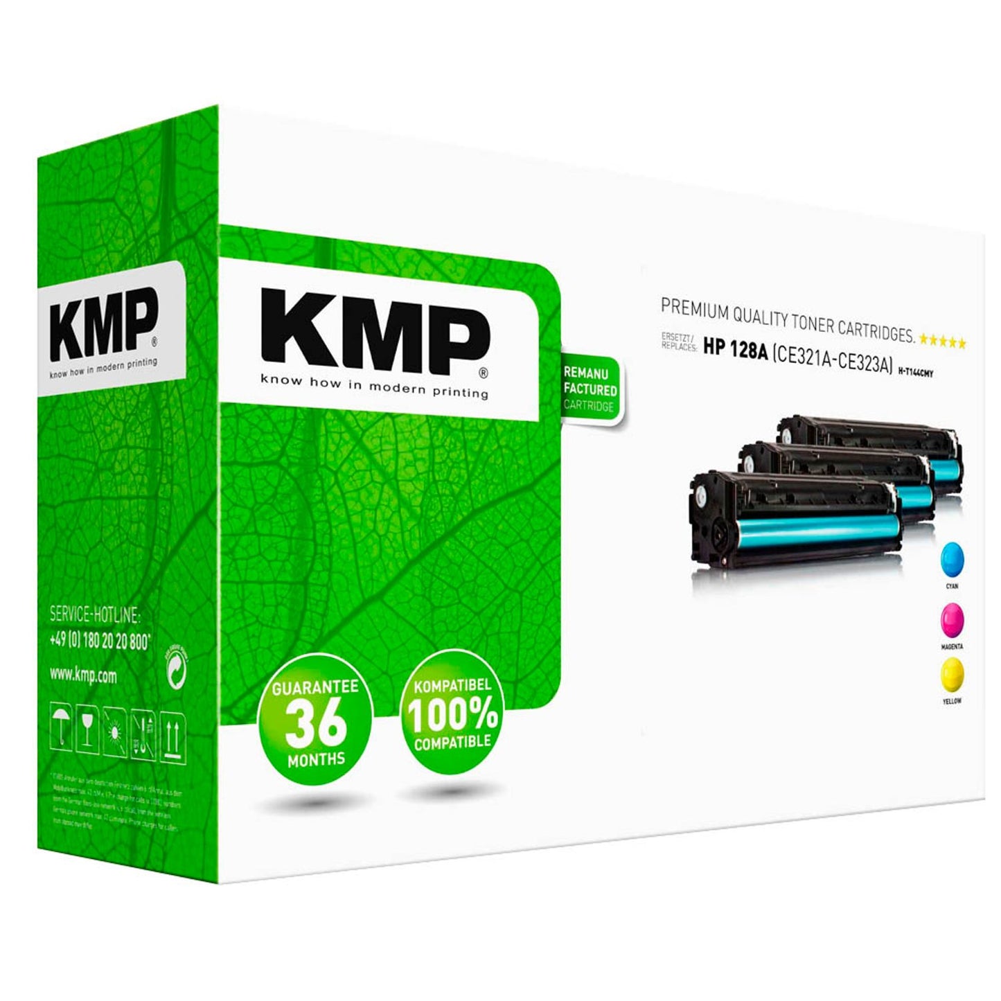 KMP H-T144CMY cyan, magenta, gelb Toner kompatibel zu HP 128A (CF371AM), 3er-Set | 1227,0030 | 1 Pack = 3 St.