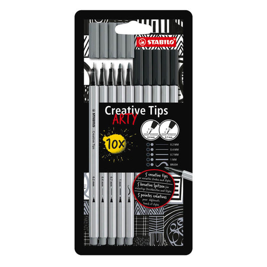 STABILO ARTY SHADING Filzstifte farbsortiert | 89/10-1-20 | 1 Pack = 10 St.