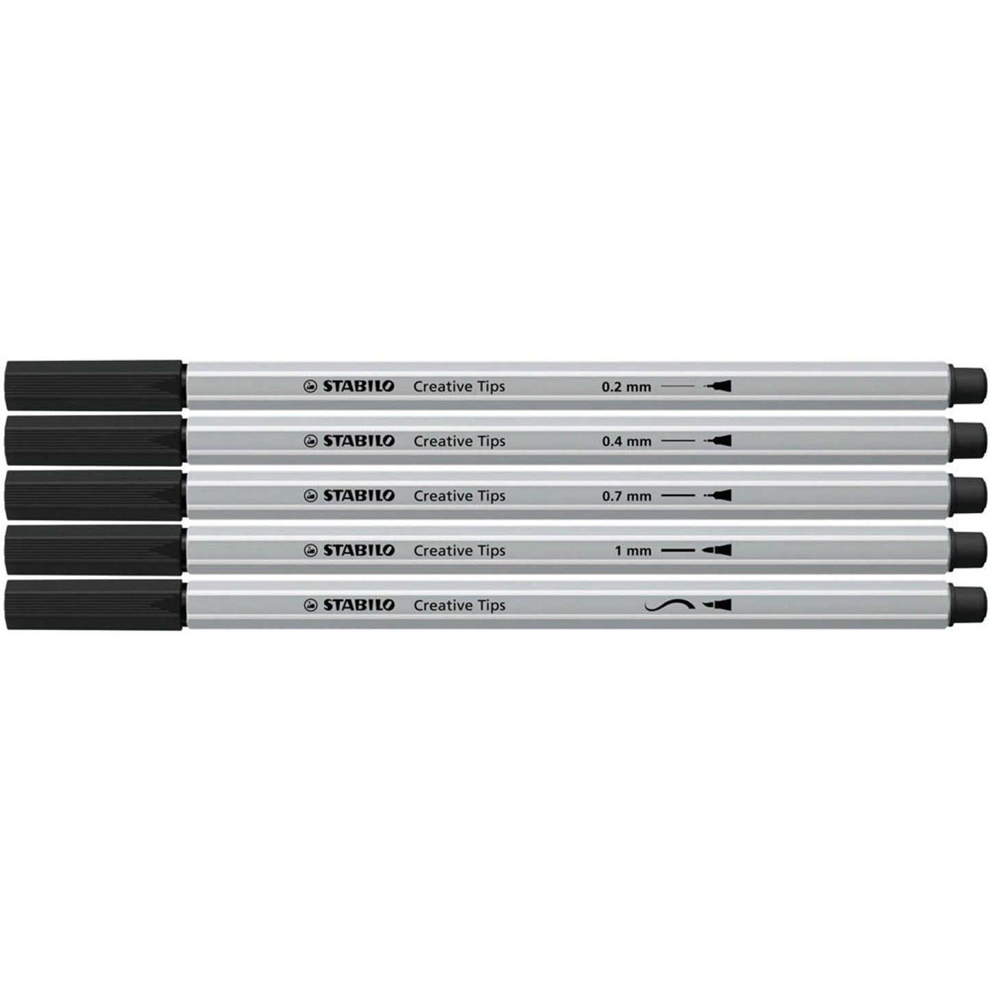 STABILO ARTY BLACK Filzstifte schwarz | 89/5-1-20 | 1 Pack = 5 St.