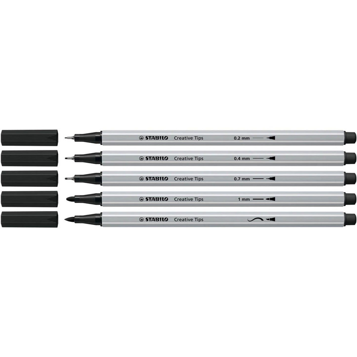 STABILO ARTY BLACK Filzstifte schwarz | 89/5-1-20 | 1 Pack = 5 St.