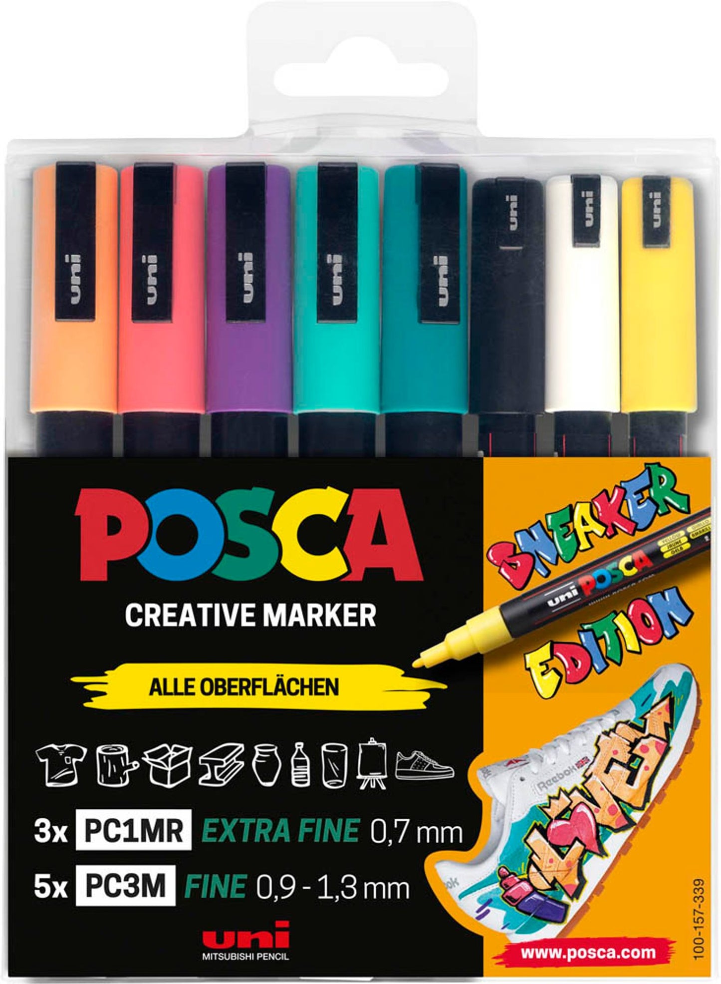 uni-ball POSCA Sneaker Acrylstift farbsortiert 0,9 - 1,3 mm, 8 St.
