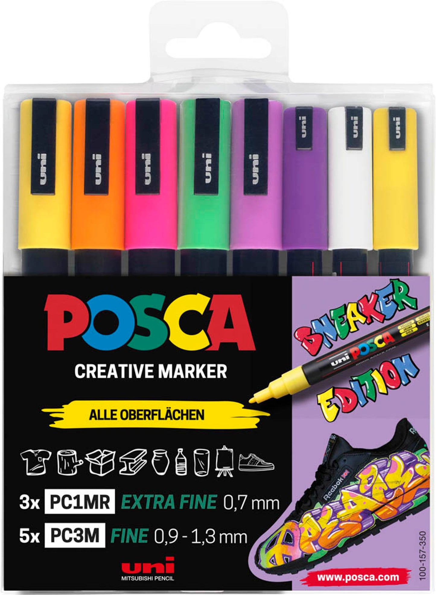 uni-ball POSCA Sneaker Acrylstift farbsortiert 0,9 - 1,3 mm, 8 St.