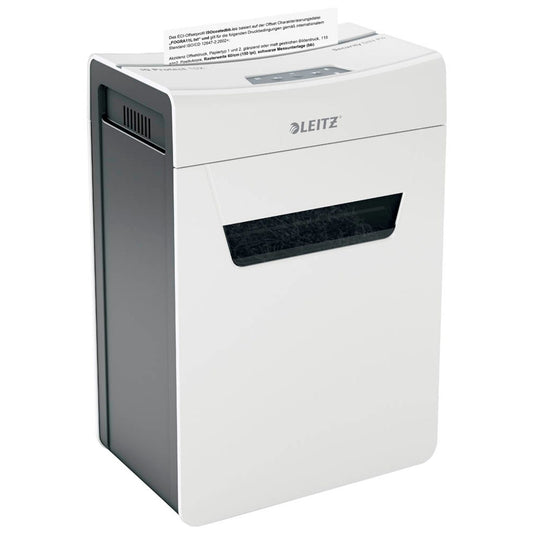 LEITZ IQ 10X Protect Premium Aktenvernichter mit Partikelschnitt P-4, 4 x 40 mm, bis , weiß | 80920000