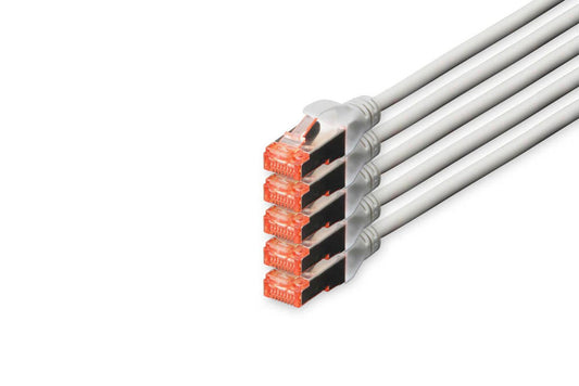 DIGITUS RJ45-Stecker/RJ-45 Stecker Netzwerkkabel grau, 5 St.