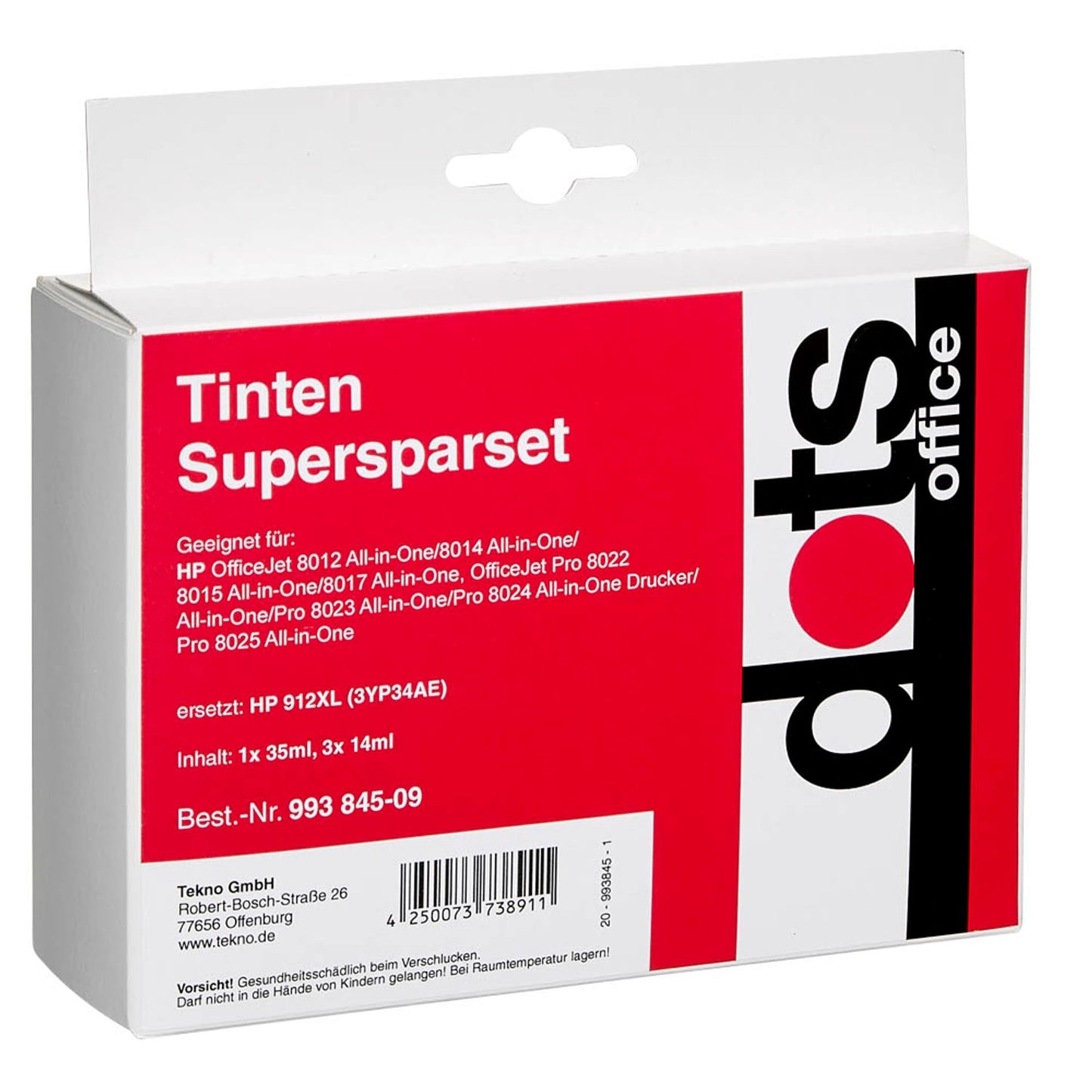 dots schwarz, cyan, magenta, gelb Druckerpatronen kompatibel zu HP 912XL (3YP34AE), 4er-Set | 1765,0005-DOTS | 1 Pack = 4 St.