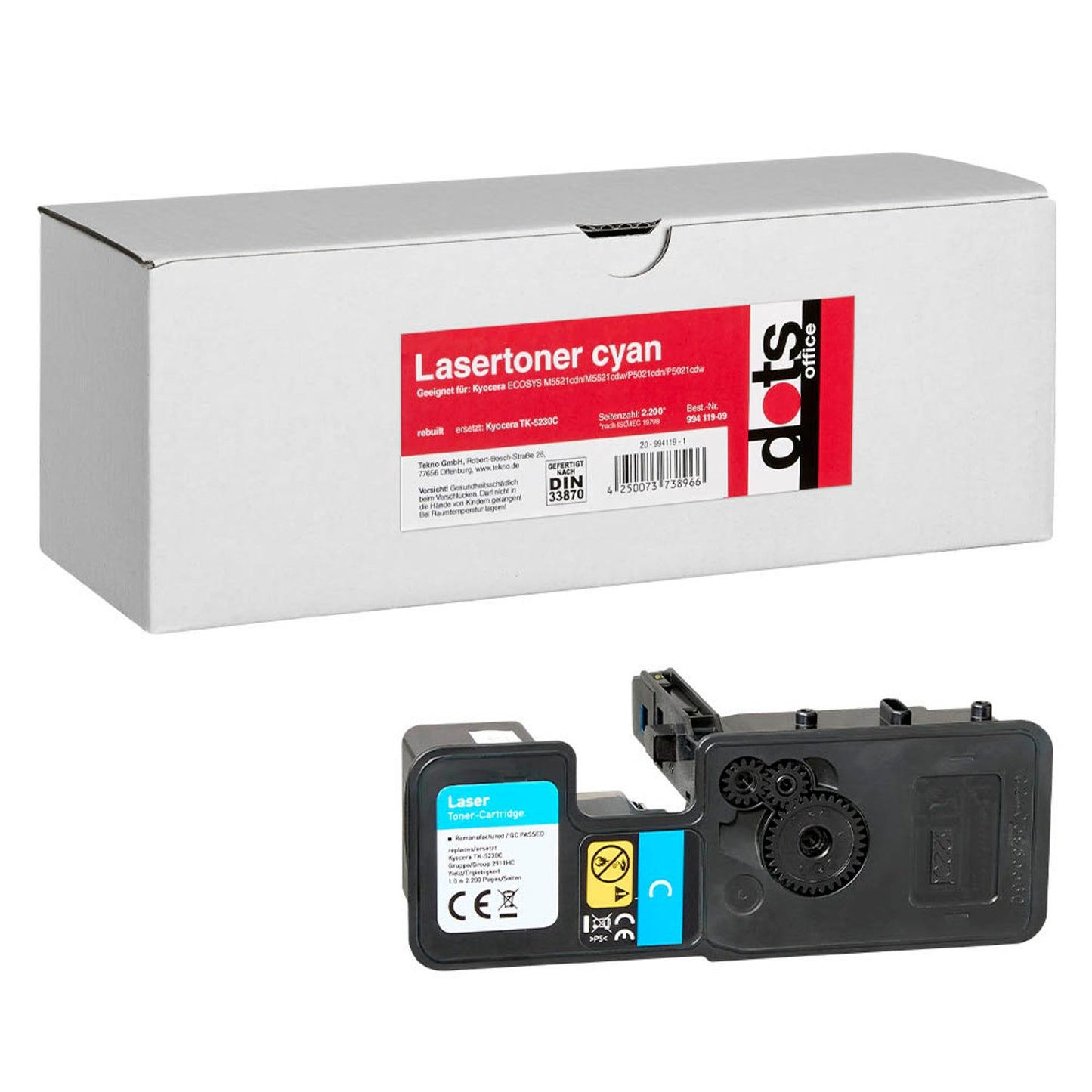 dots cyan Toner kompatibel zu KYOCERA TK-5230C | 2911,3003-DOTS