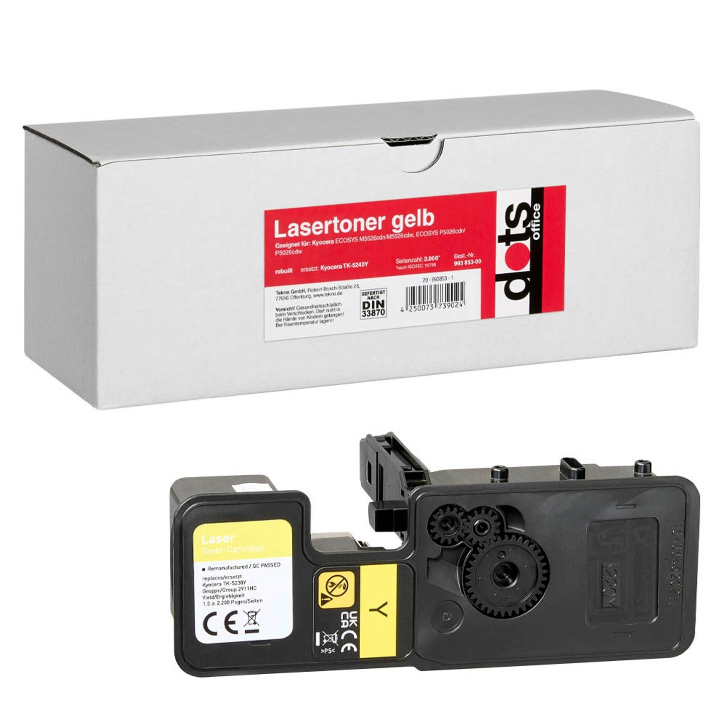 dots gelb Toner kompatibel zu KYOCERA TK-5240Y | 2912,0009-DOTS