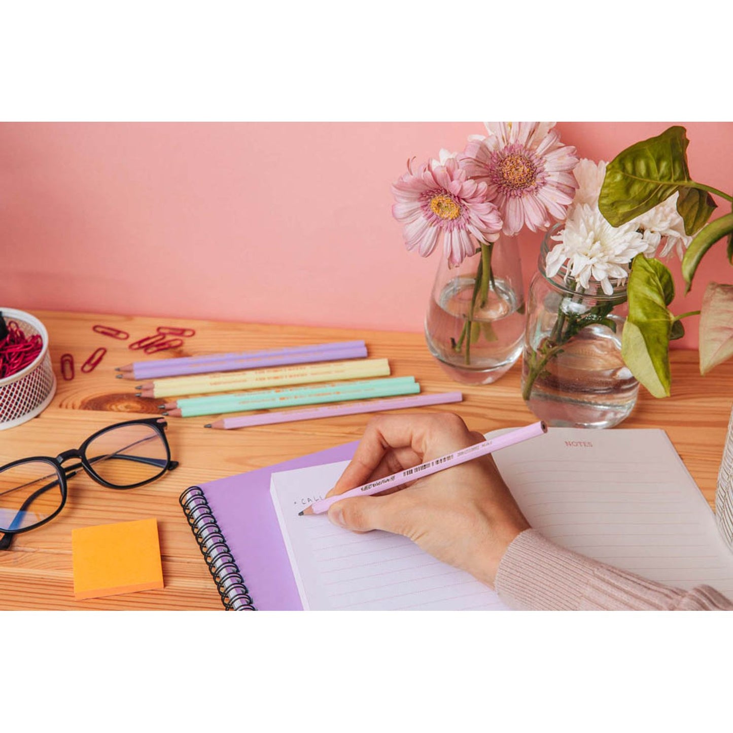 BIC EVOLUTION PASTEL Bleistifte HB 2x lila, grün, gelb, rosa | 518980 | 1 Pack = 5 St.