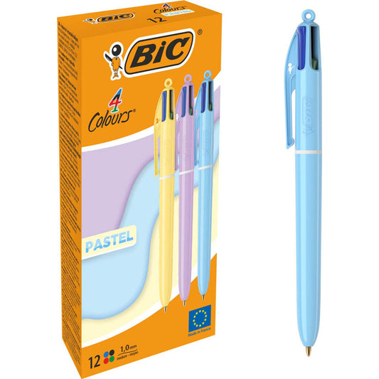 BIC 4-Farben-Kugelschreiber PASTEL <leer>, Schreibfarbe: farbsortiert
