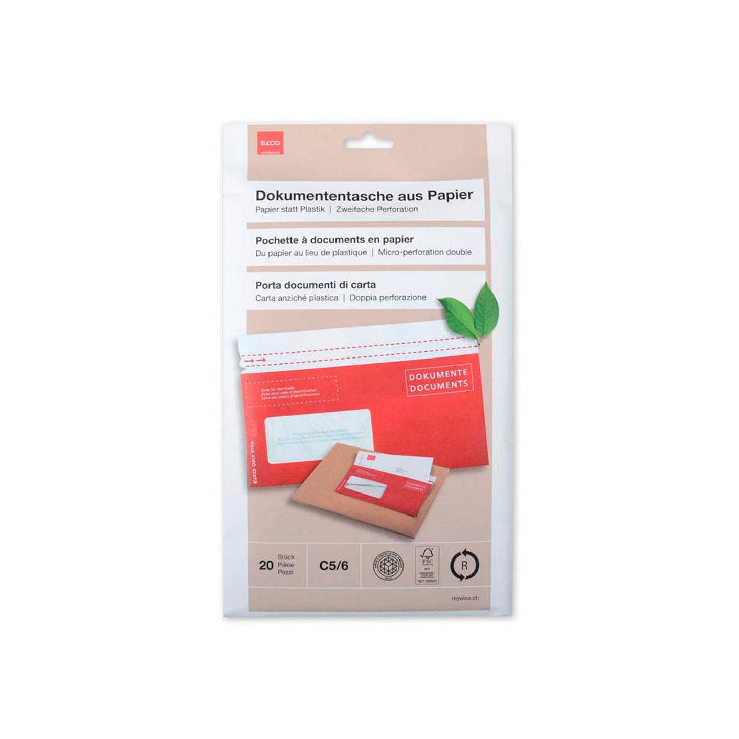 ELCO Lieferscheintaschen QuickVitro Papier DIN C5 | 79128.80 | 1 Pack = 20 St.