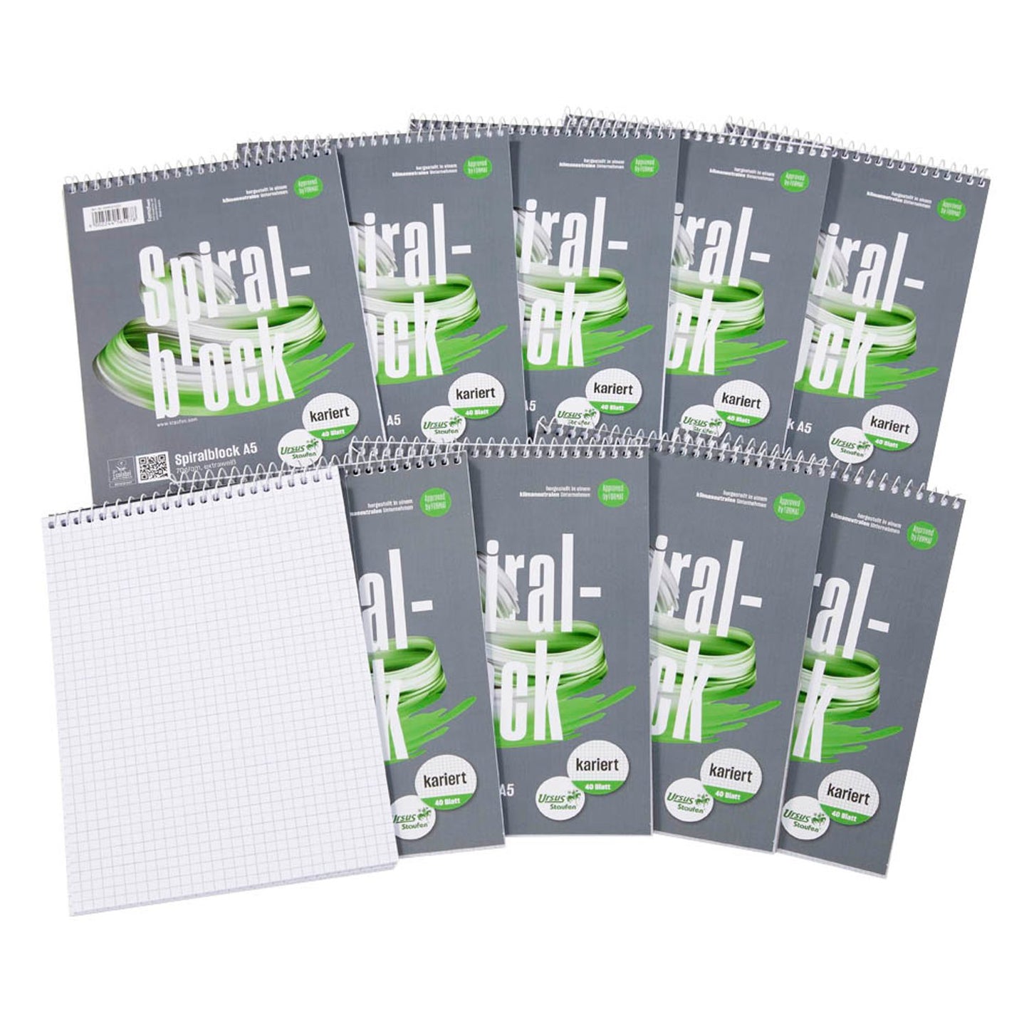 Ursus Notizblöcke DIN A5 kariert | 608541020 | 1 Pack = 10 Blöcke