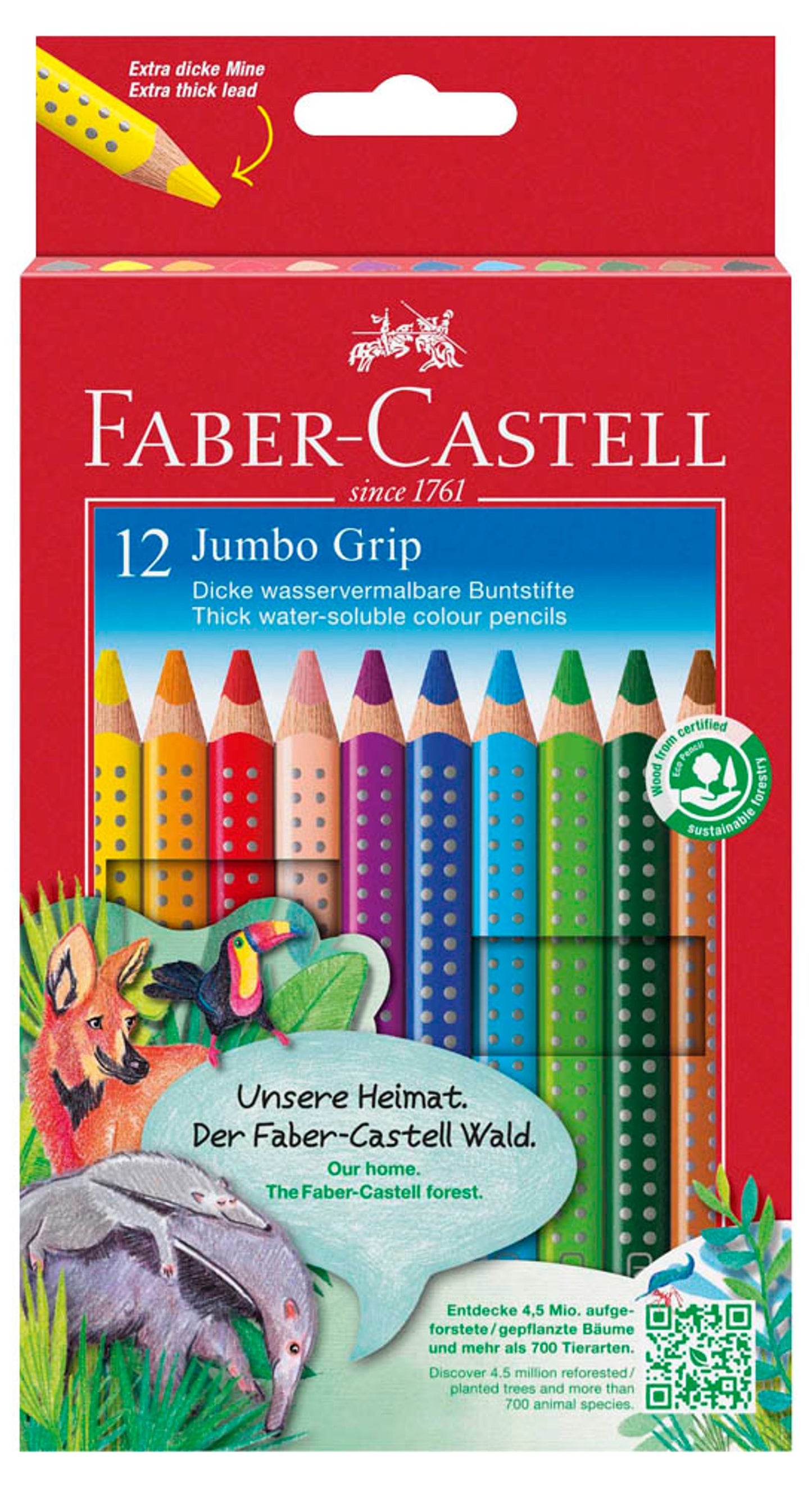 FABER-CASTELL Jumbo GRIP Buntstifte farbsortiert