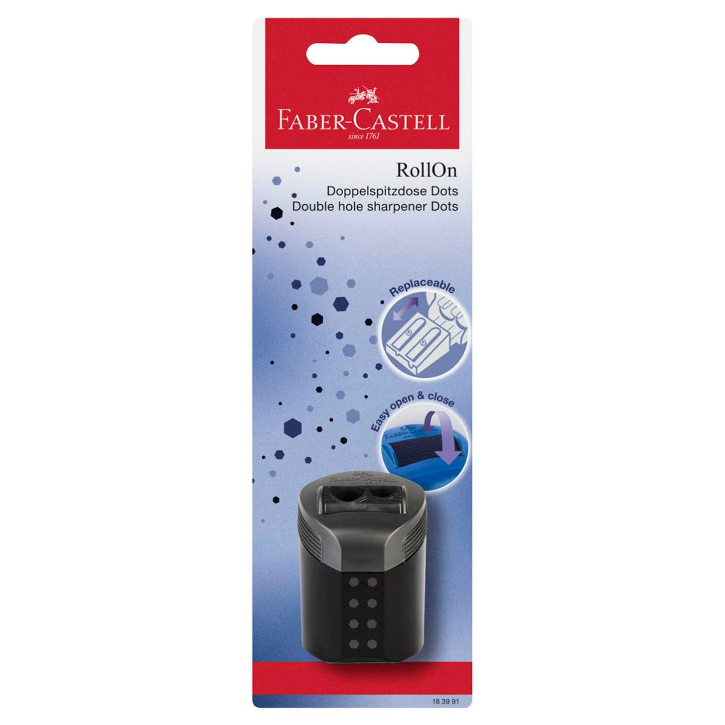 FABER-CASTELL Dosenspitzer doppelt RollOn Dots schwarz | 183991