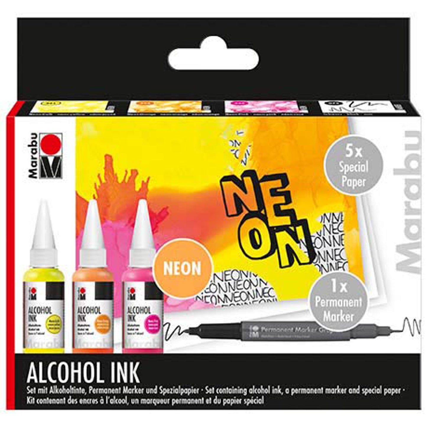 Marabu Neon Alkoholtinten-Set farbsortiert | 10262713 | 1 Pack = 3 St.