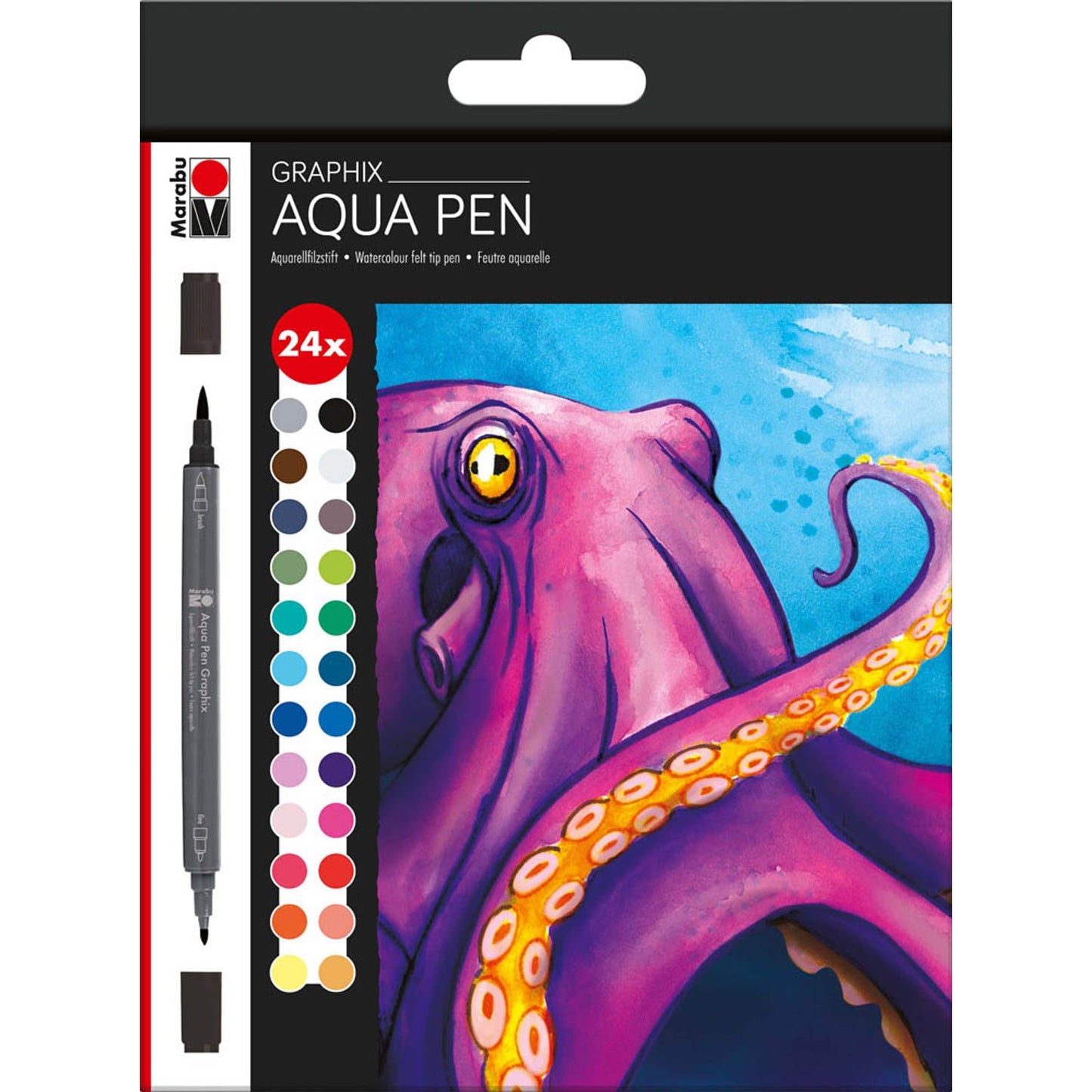 Marabu Graphix Octopy Aquarellmarker-Set farbsortiert | 10269463 | 1 Pack = 24 St.