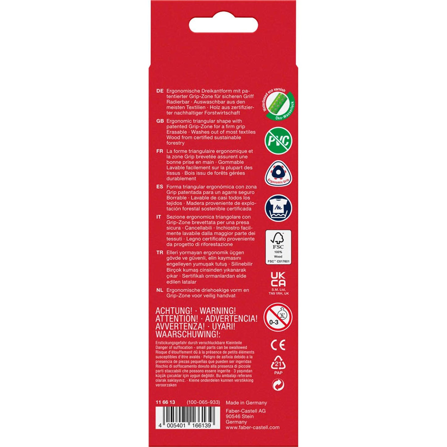 FABER-CASTELL Radierbare Grip Buntstifte farbsortiert | 116613 | 1 Pack = 10 St.
