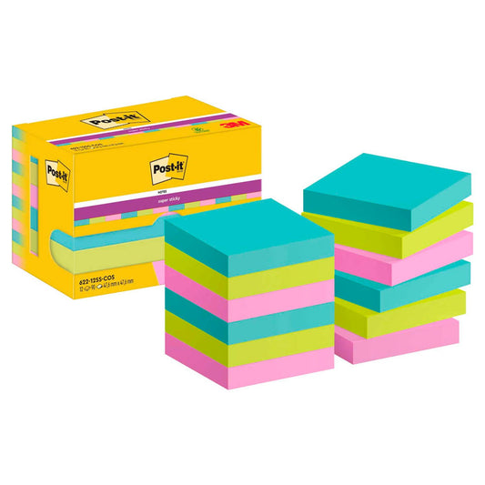 Post-it® Cosmic Haftnotizen extrastark farbsortiert, 12 Blöcke | 7100290180 | 1 Pack = 12 Blöcke