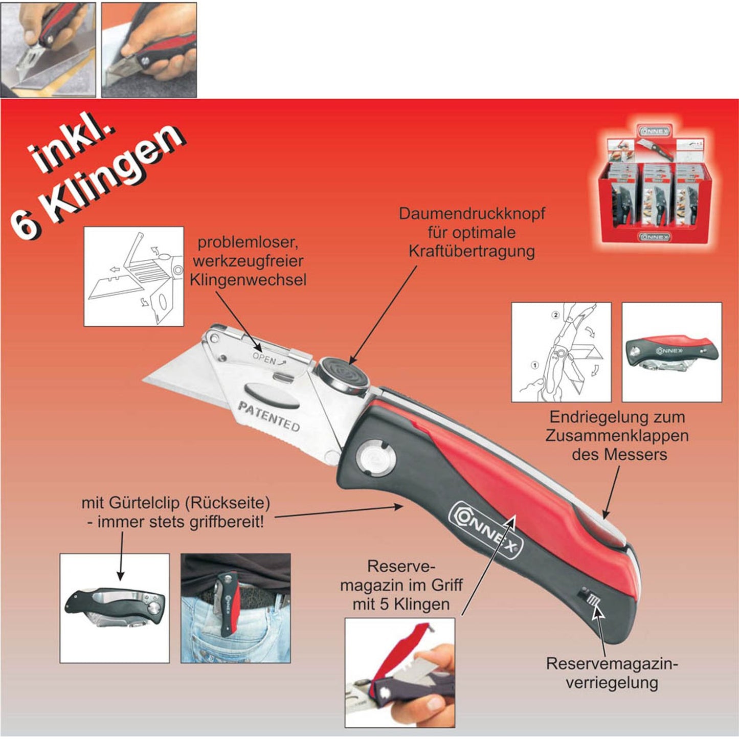 CONNEX Profi Cuttermesser rot | COXB897930