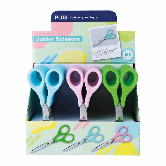 PLUS JAPAN Kinderscheren Junior blau, pink, grün 6,5 cm | 35416 | 1 Pack = 24 St.