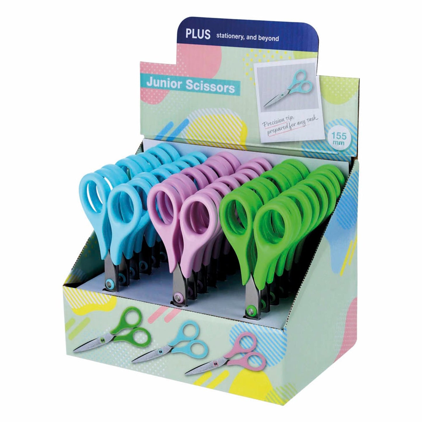 PLUS JAPAN Kinderscheren Junior blau, pink, grün 6,5 cm | 35416 | 1 Pack = 24 St.