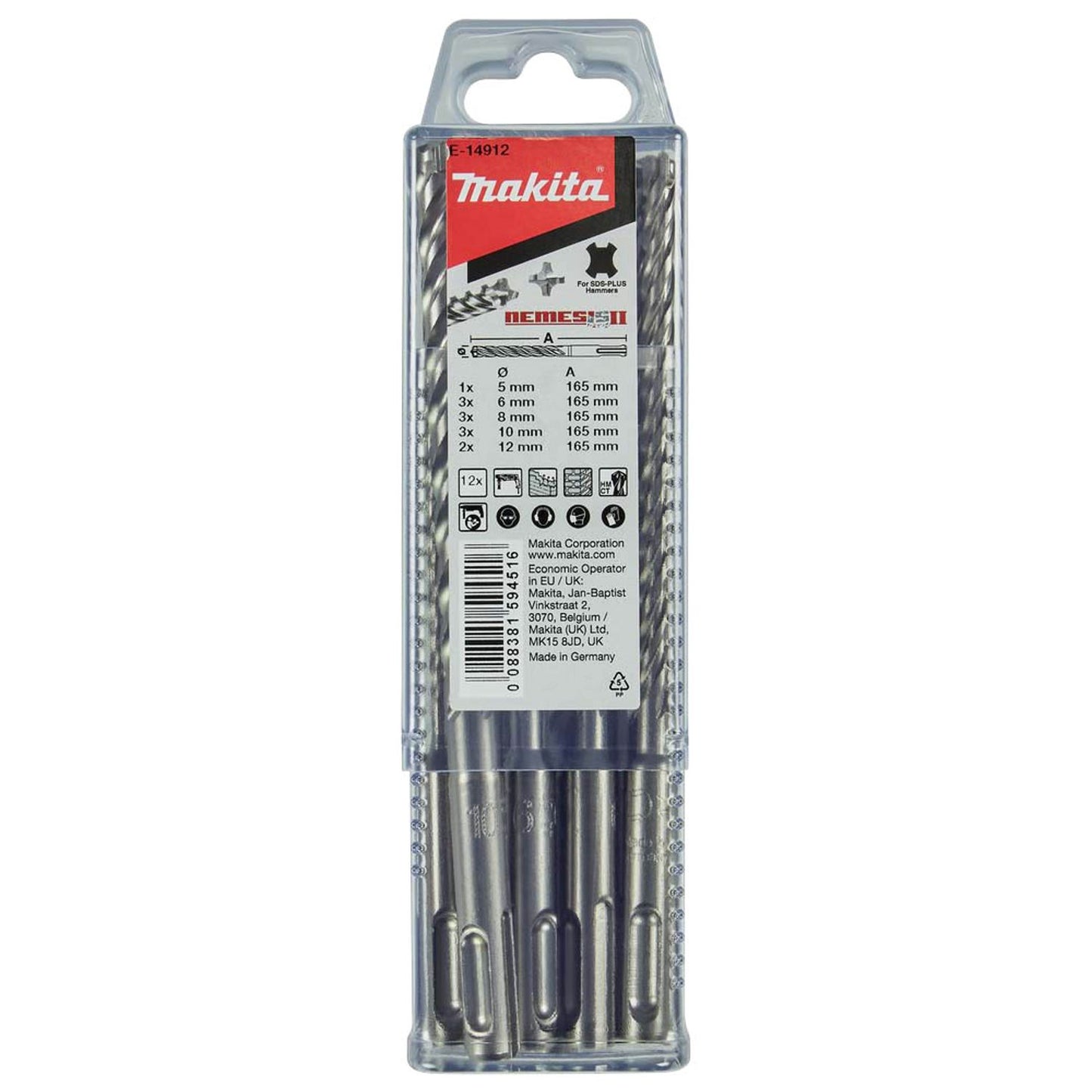 makita NEMESIS II SDS-PLUS Bohrer-Set, 12-teilig | E-14912