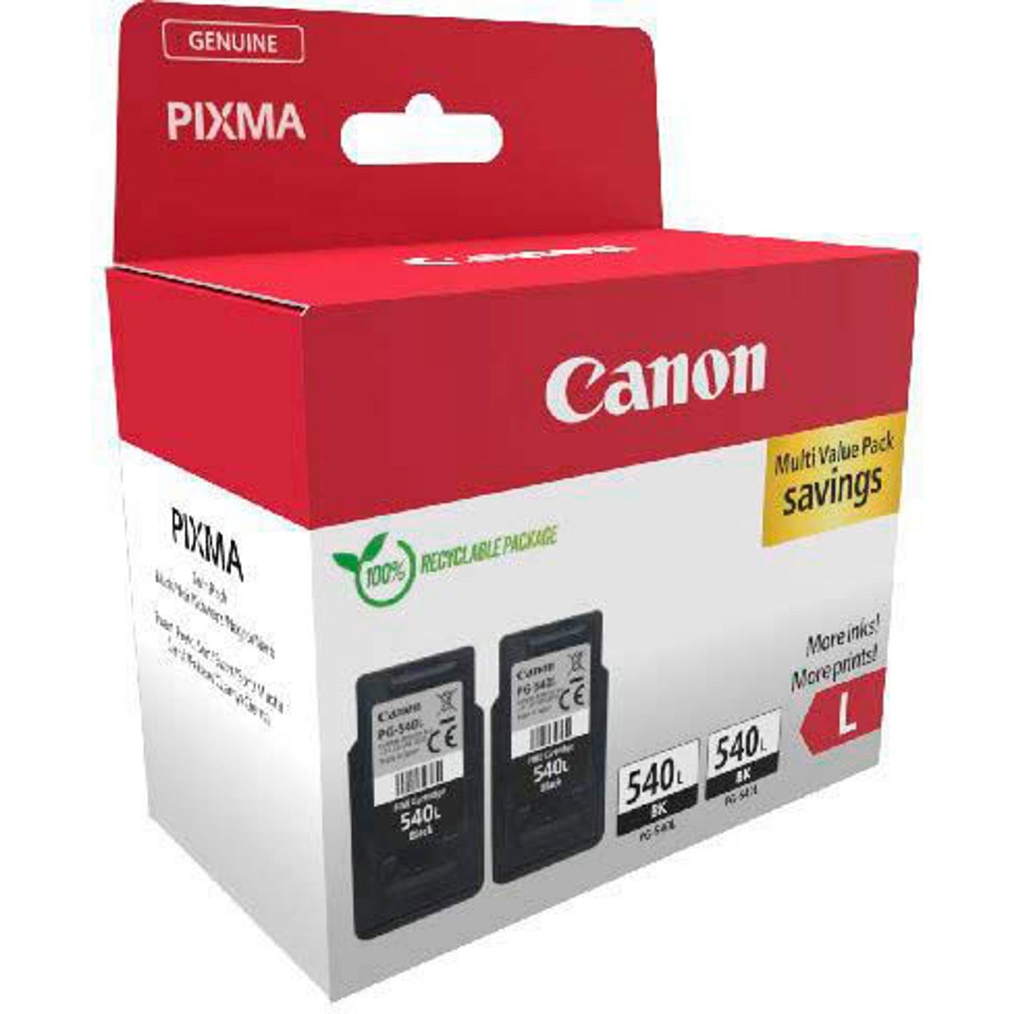 Canon PG-540L BK TWIN schwarz Druckköpfe, 2er-Set | 5224B020 | 1 Pack = 2 St.