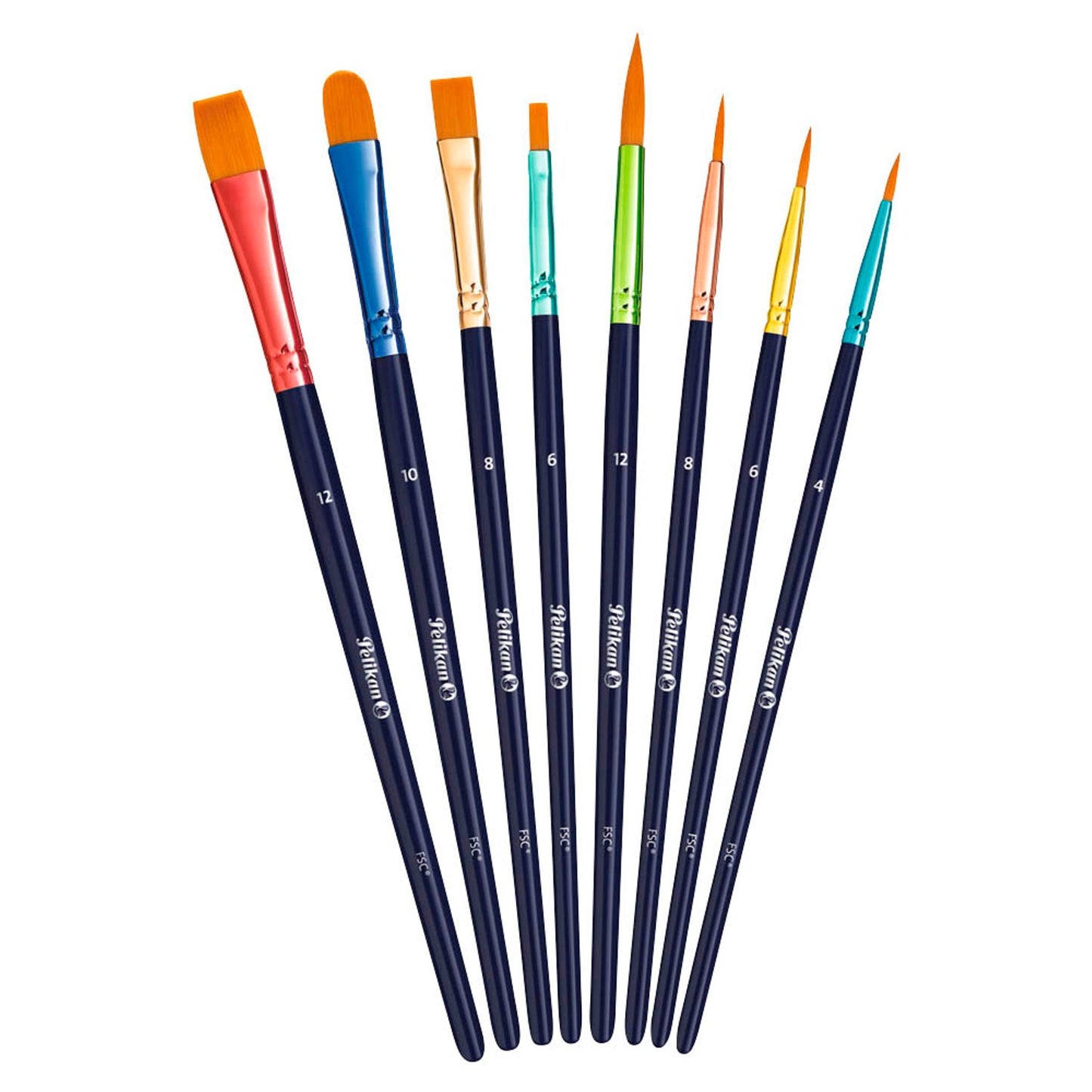 Pelikan Premium Pinsel-Set Größe 3, 4, 6, 8, 10, 12, 8-teilig | 300008240 | 1 Pack = 8 St.